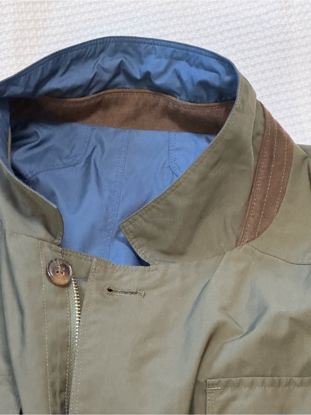 Men's reversible blue Olive Green Field Jacket - Picture 7 of 14
